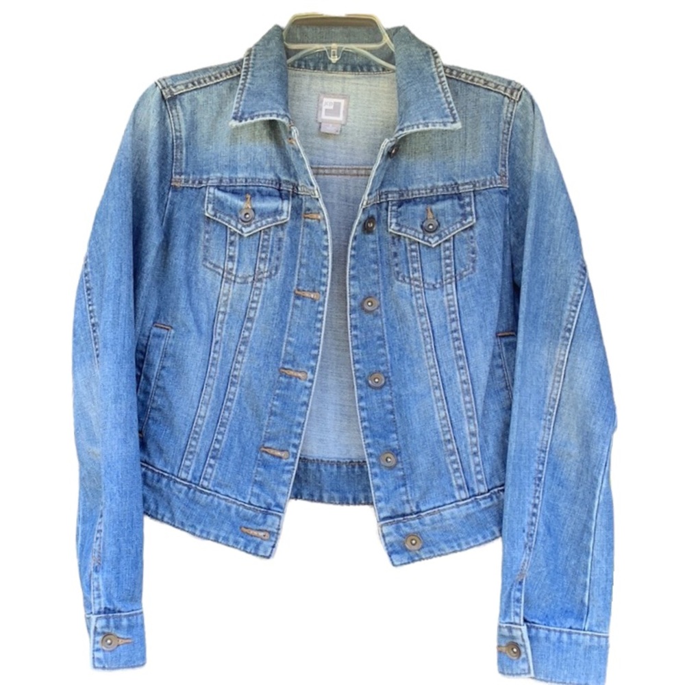 JCP Women’s Medium Rinse Cropped Waist Blue Jean Jacket Size Small